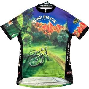 Primal Single Track Copper Ale Cycling Jersey Men's Size XL Green Boulder Beer